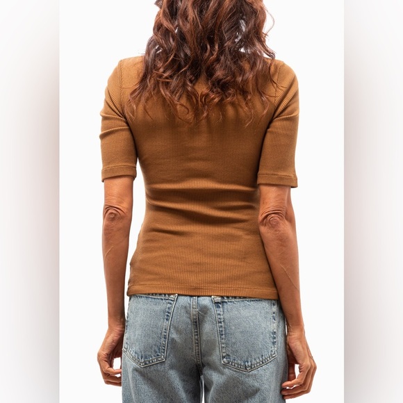 Citizens of Humanity Top Brown Parie Twist Top Size Medium Short Sleeve - Picture 15 of 15